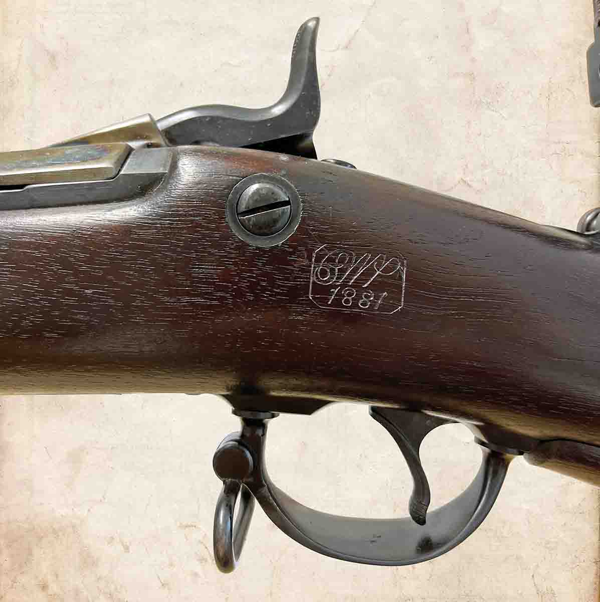 Inspector’s cartouche on the Springfield Long-Range rifle.
